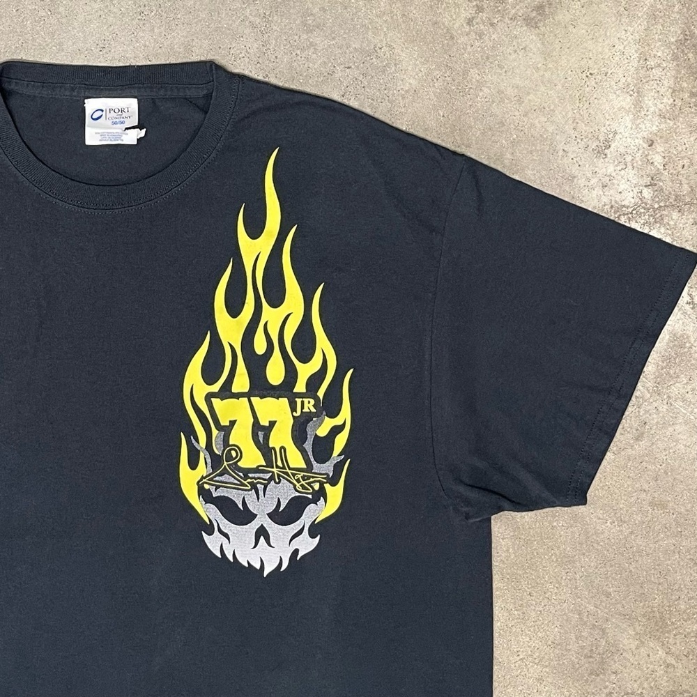 Vintage Distressed Faded Skull Graphic T-Shirt Racing Tee